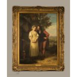 C.L. Muller (1815-1892): courting couple in landscape, oil on canvas, signed upper left, 70 by 51½