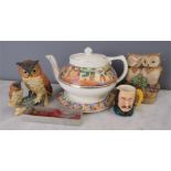 A miscellaneous group of items to include a Crown Ducal tea pot and stand, miniature toby jug,