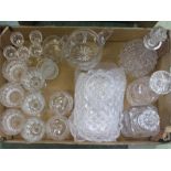 A quantity of crystal, including three decanters, whisky glasses etc.