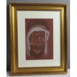 Portrait of Arabian man, pastel on coloured paper, unsigned, 26 by 17cm.