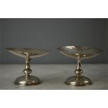 A pair of silver tazza's, the dished circular tops