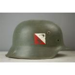 A WWII German military helmet.