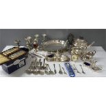 A quantity of silver plate ware including dishes,