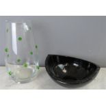 A Krosno glass vase and art glass bowl.