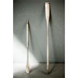 Two silver presentation oars, one inscribed 'Around the Island of Hong Kong, 6 Hours 10 mins, 2.1.