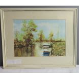 Watercolour, River Thames near Sonning, signed lower right indistinctly, 27 by 37cm.