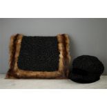 A 1920s beaver lamb hat by Deanfield of London & Paris, together with a matching muff bag with fur