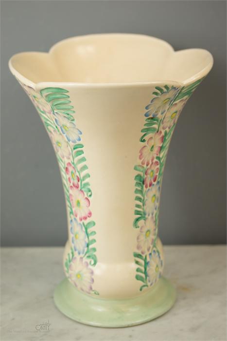 A Crown Devon Vase impressed to the base Hand Carved G Doroszlay A401 to the base, 26cm high. - Image 2 of 4