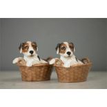 Two Royal Doulton 'Terrier Puppy in Basket' HN2587 B.