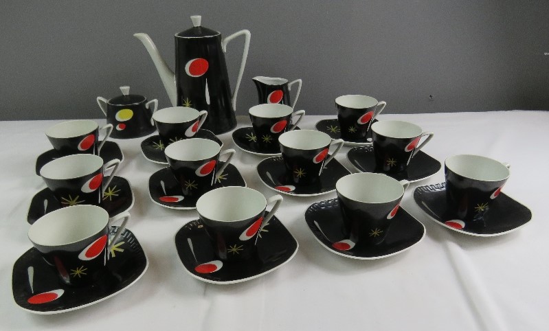 A Polish 1950s Wansel coffee service of Art Deco design comprising coffee pot, cream jug, sugar bowl - Image 26 of 81