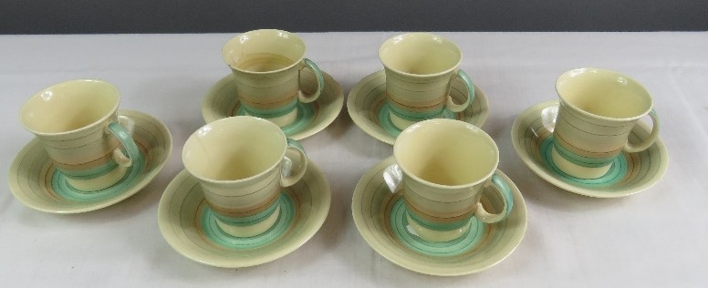 An Art Deco Suzie Cooper set of six coffee cans and saucers. - Image 20 of 48