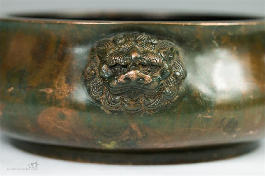 A bronze censor, cast with dog of fo heads. - Image 3 of 75