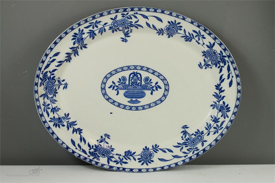 A blue and white Wood & Co meat platter of oval form. - Image 13 of 15