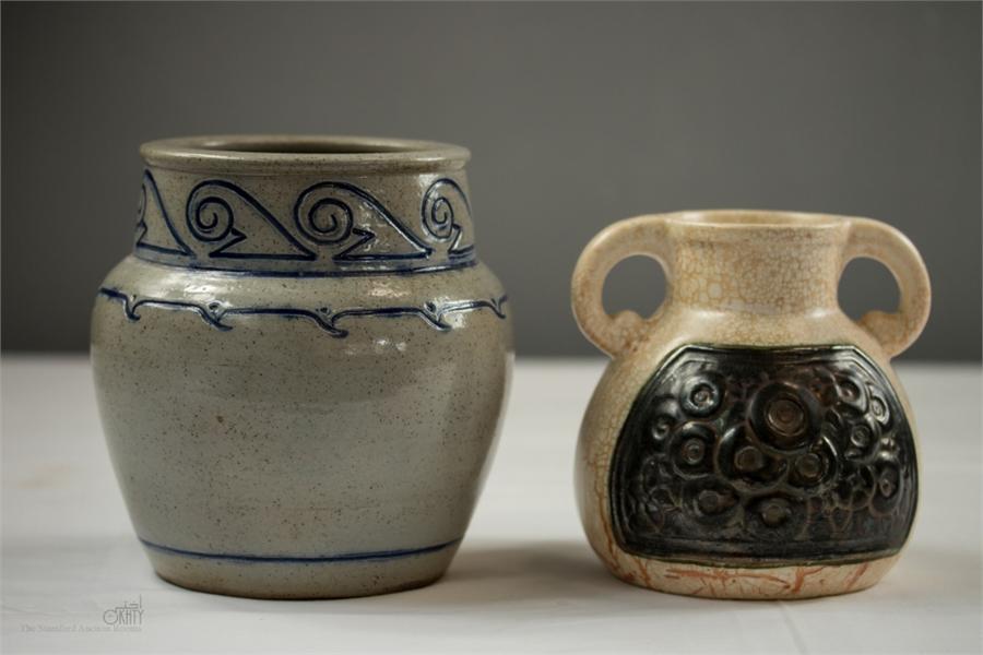 A Denby Danesby Art Pottery stoneglazed vase, and a twin handled studio pottery jar. (2) - Image 19 of 30