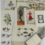 A quantity of early 20th century paintings including character studies, insect studies, some dated