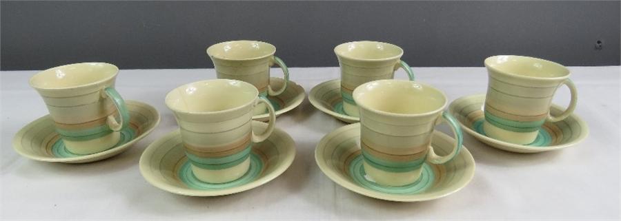 An Art Deco Suzie Cooper set of six coffee cans and saucers. - Image 37 of 48