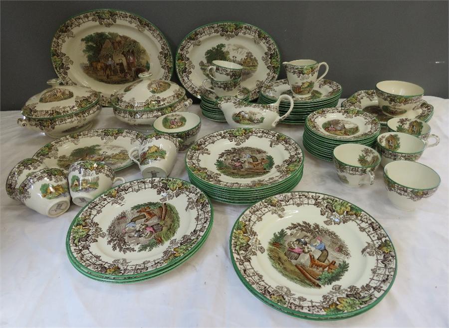 An eight piece Copeland Spode dinner service in the Byron pattern.