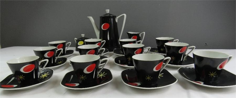 A Polish 1950s Wansel coffee service of Art Deco design comprising coffee pot, cream jug, sugar bowl - Image 8 of 81