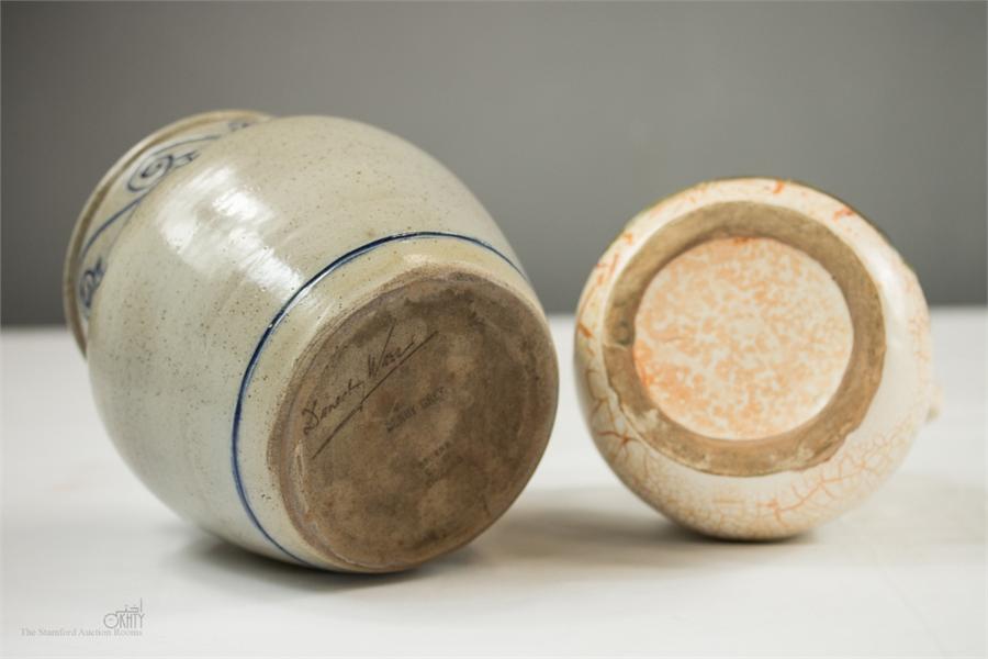 A Denby Danesby Art Pottery stoneglazed vase, and a twin handled studio pottery jar. (2) - Image 14 of 30