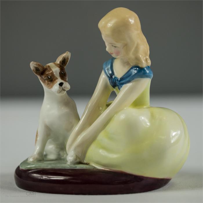 A Royal Doulton Golden Days figurine of a girl and dog HN2274.