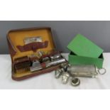 A Vintage Helpmate in green painted tin, together with a 1950s gentleman's grooming set.