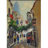 H. Roland? (20th century): continental street scene, signed lower right, oil on board, 54 by 38cm.