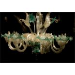 A Murano glass chandelier with, with decorative le