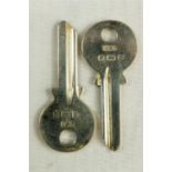 A pair of silver novelty keys, London 1977, 0.92toz.