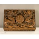 An RAF 27 Squadron carved wooden box, 30 by 20cm.