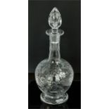 An early 20th century glass engraved decanter circa 1940.