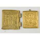 Two cast brass Greek Orthadox icons.