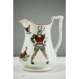 WITHDRAWN - A 19th century Elsmore & Forster Harlequin and cock fighting puzzle jug, decorated