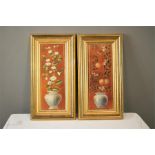 A pair of modern framed prints depicting jardineres with orange tree and orange blossom, 28 by 10cm.