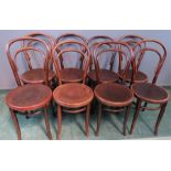 A set of eight bentwood chairs.