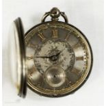 A silver pocket watch with a decorative engine turned face, Chester 1871, with a group of watch