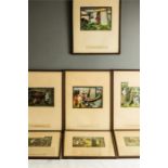 A quantity of various pictures to include ten Medieval style prints, a pair of landscape prints