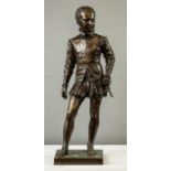 A bronze figure of a courtier, unsigned.