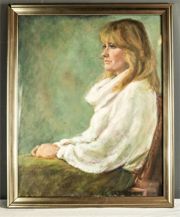 Portrait of a lady, oil on board, unsigned, 50 by 40cm.