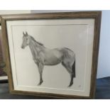 A pencil study, portrait of a horse, monogrammed lower left.