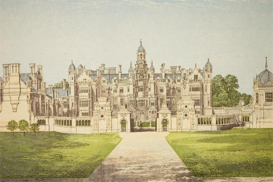 A group of fourteen Norwegian mezzotints circa 1834, and two prints; Burghley House and Harlaxton - Image 3 of 5