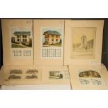 A group of 19th century French architectural prints, circa 1860 including Maison De Campagne.