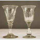 A near pair of late Georgian liquor glasses.