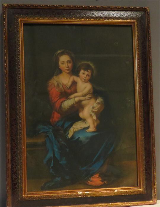 A print, Madonna & Child, 47 by 31cm