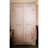 A painted pine two door cupboard.