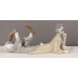 Lladro: recumbent clown with ball.