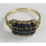 A 9ct gold and sapphire ring, size O, 2.6g.