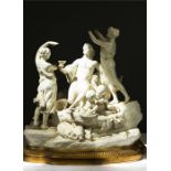 A large white porcelain centrepiece, modelled with figures and putti, factory of the Clauss