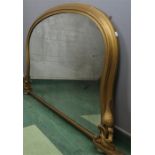 A giltwood overmantle mirror.