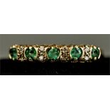 A 9ct gold, diamond and green paste ring, size Q, 1.4g.