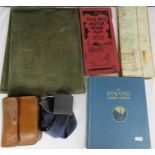 A military map case maps, toiletries set in leather case.